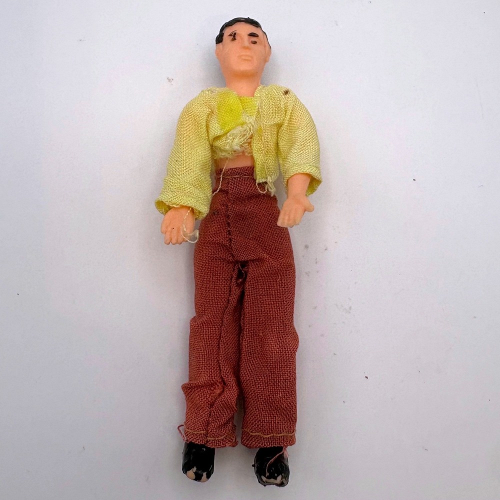 Vintage 1950s Marx Rubber Bendable Dollhouse Figure Father Man Doll Dad Toy 4"